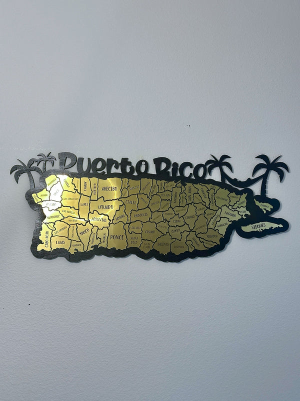 Golden Puerto Rico Map: Elegant and Unique Design