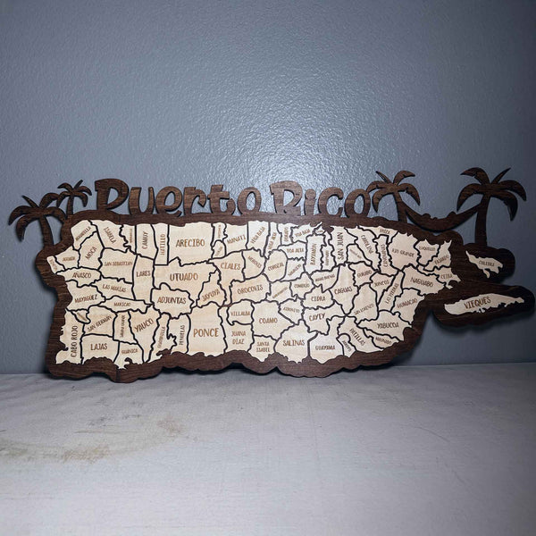 Wooded Puerto Rico map elegant and unique design